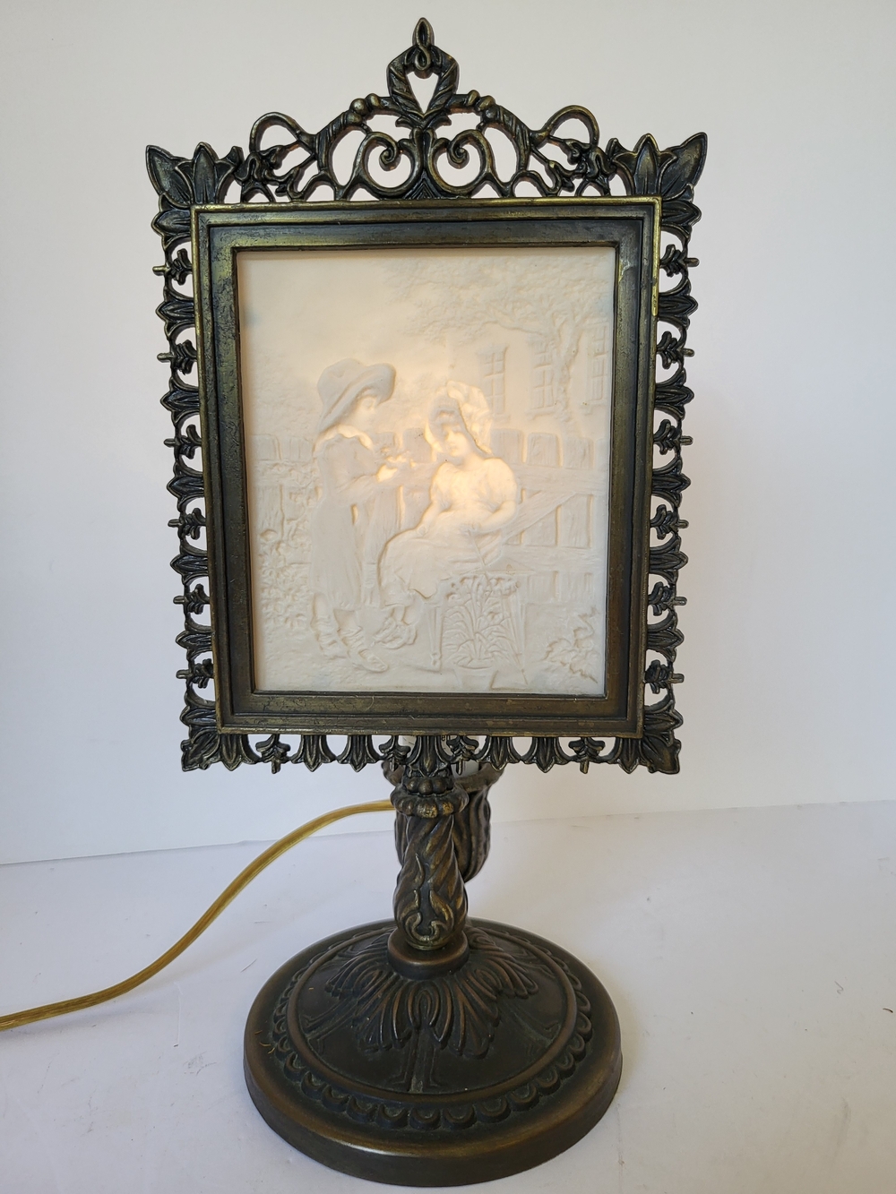 1990s Victorian Stand Lithopane Accent Lamp By The Porcelain Garden